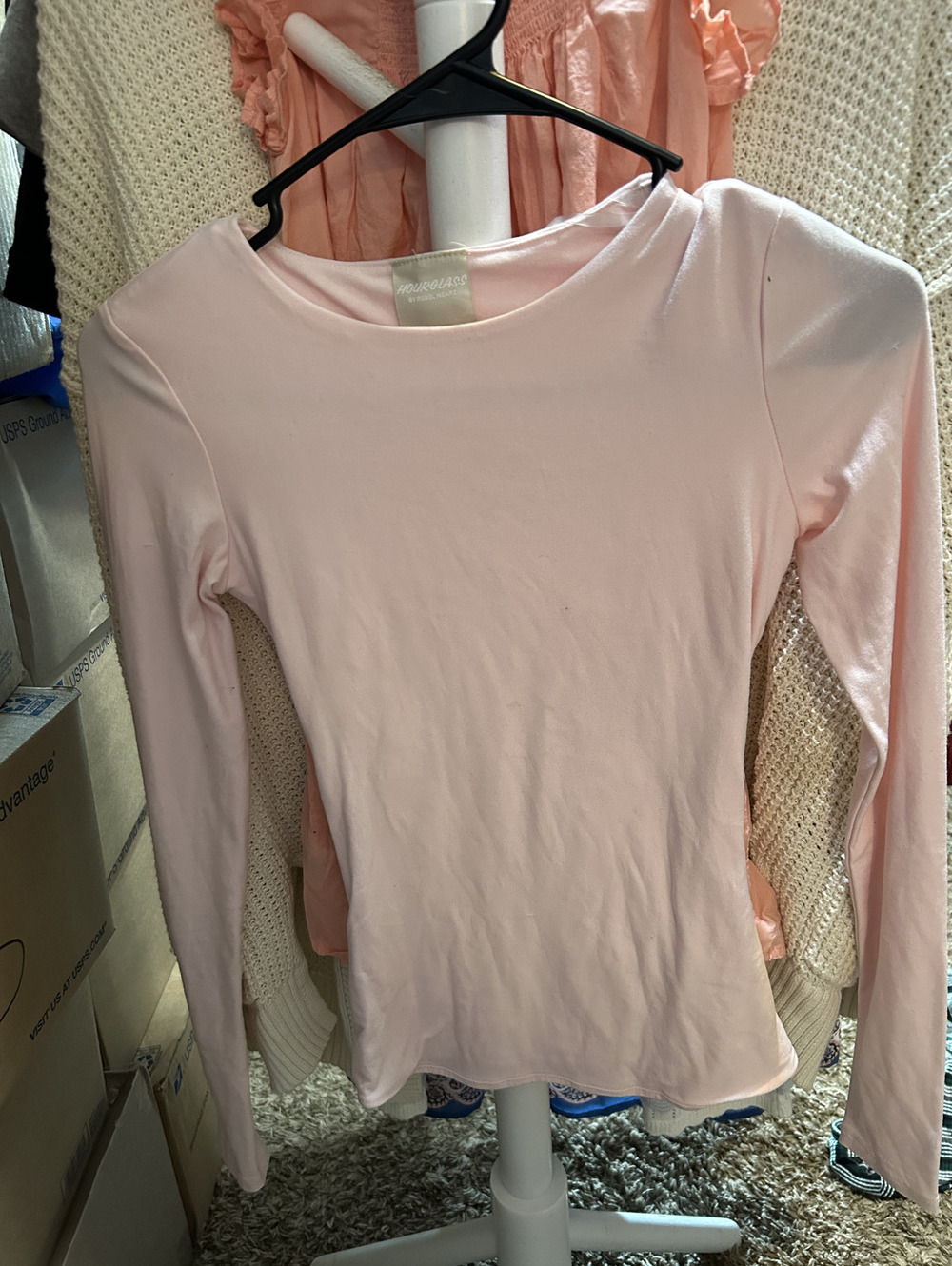 Hourglass by Rachel Gilbert Light Pink Long Sleeve Top XS